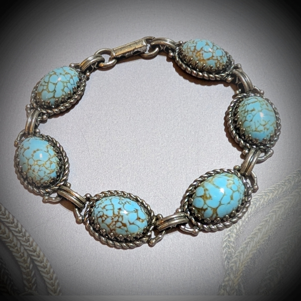Danecraft Sterling Vintage Bracelet with RARE HUBBELL GLASS - Picture 4 of 8